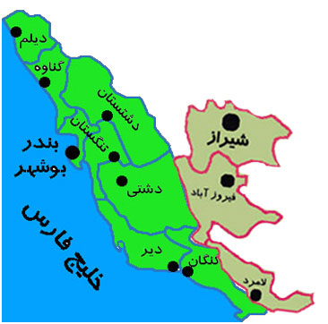 نقشه آنلاین مسیر مسافرت به بوشهر